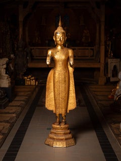 19th century Large antique bronze Thai Buddha statue from Thailand