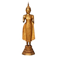 19th century Large antique bronze Thai Buddha statue from Burma