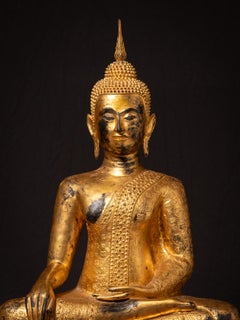19th century Large antique bronze Thai Buddha statue from Thailand