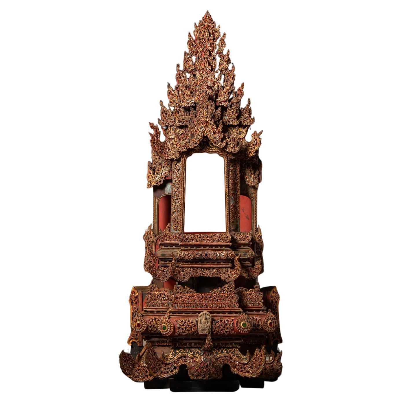 19e siècle Grand autel antique de Bouddha birman de Birmanie