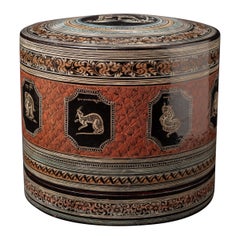 19th century Large antique Burmese lacquerware betelnut box from Burma