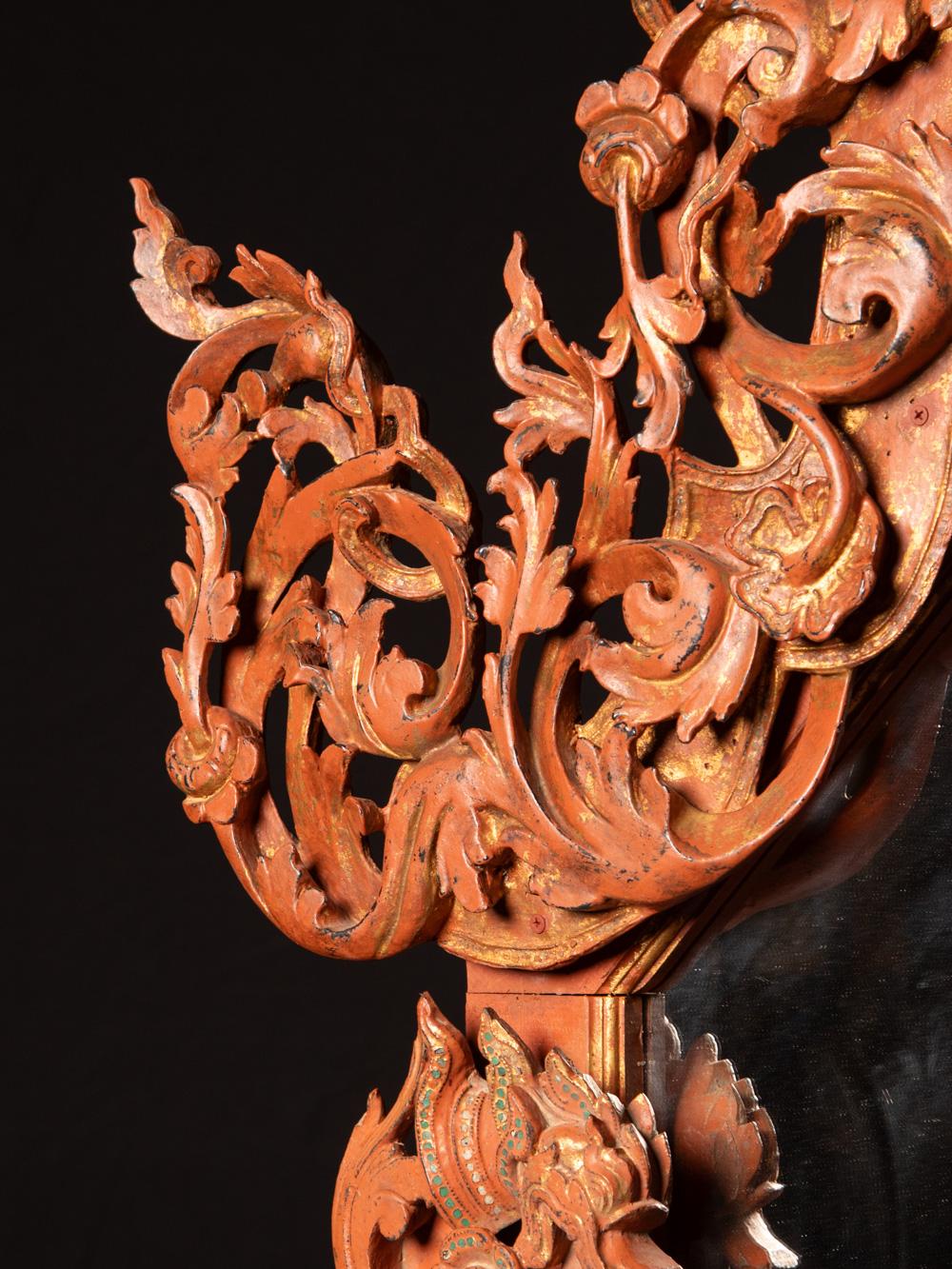 19. Jahrhundert Großer antiker birmanischer Spiegel in Holzrahmen aus Birma im Angebot 1