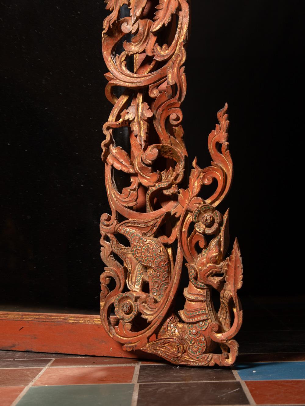 19. Jahrhundert Großer antiker birmanischer Spiegel in Holzrahmen aus Birma im Angebot 3