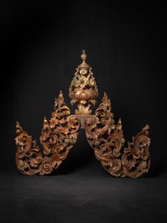 19th century Large antique Burmese wooden temple panel from Burma