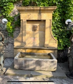 19th Century large Antique Carved Stone Wall mount Water Fountain Feature Basin