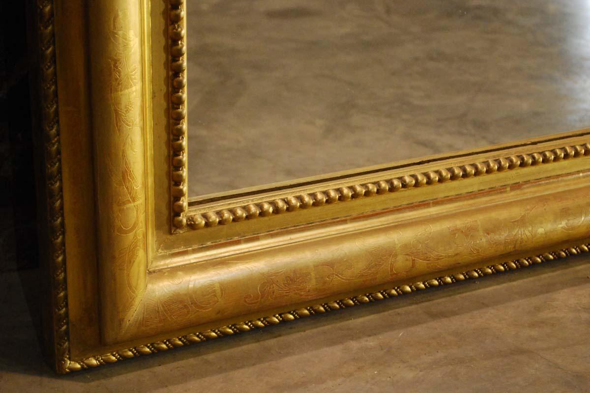 19th Century Large Antique French Louis Philippe Gold Leaf Mirror 5