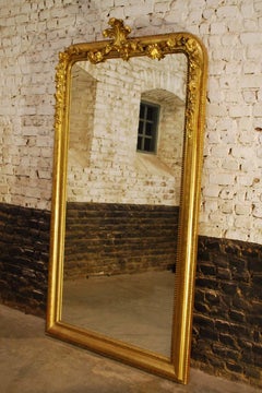 19th Century Large Antique French Louis Philippe Gold Leaf Mirror