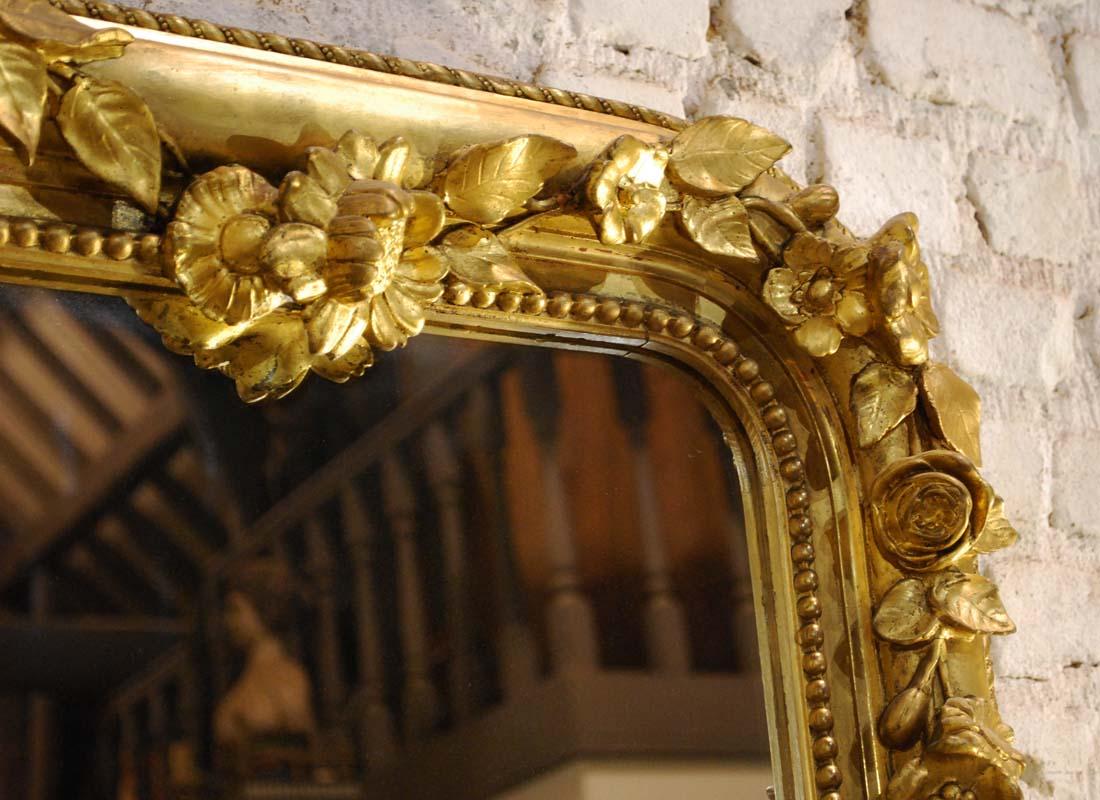 19th Century Large Antique French Louis Philippe Gold Leaf Mirror 1