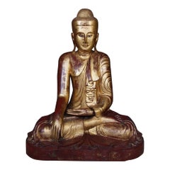 Grande Buddha antico di Mandalay del XIX secolo, proveniente dalla Birmania