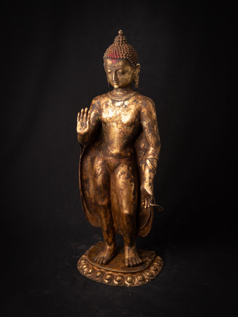 Bronze 19th century Large antique Nepali Buddha statue Abhaya mudra - Originalbuddhas For Sale