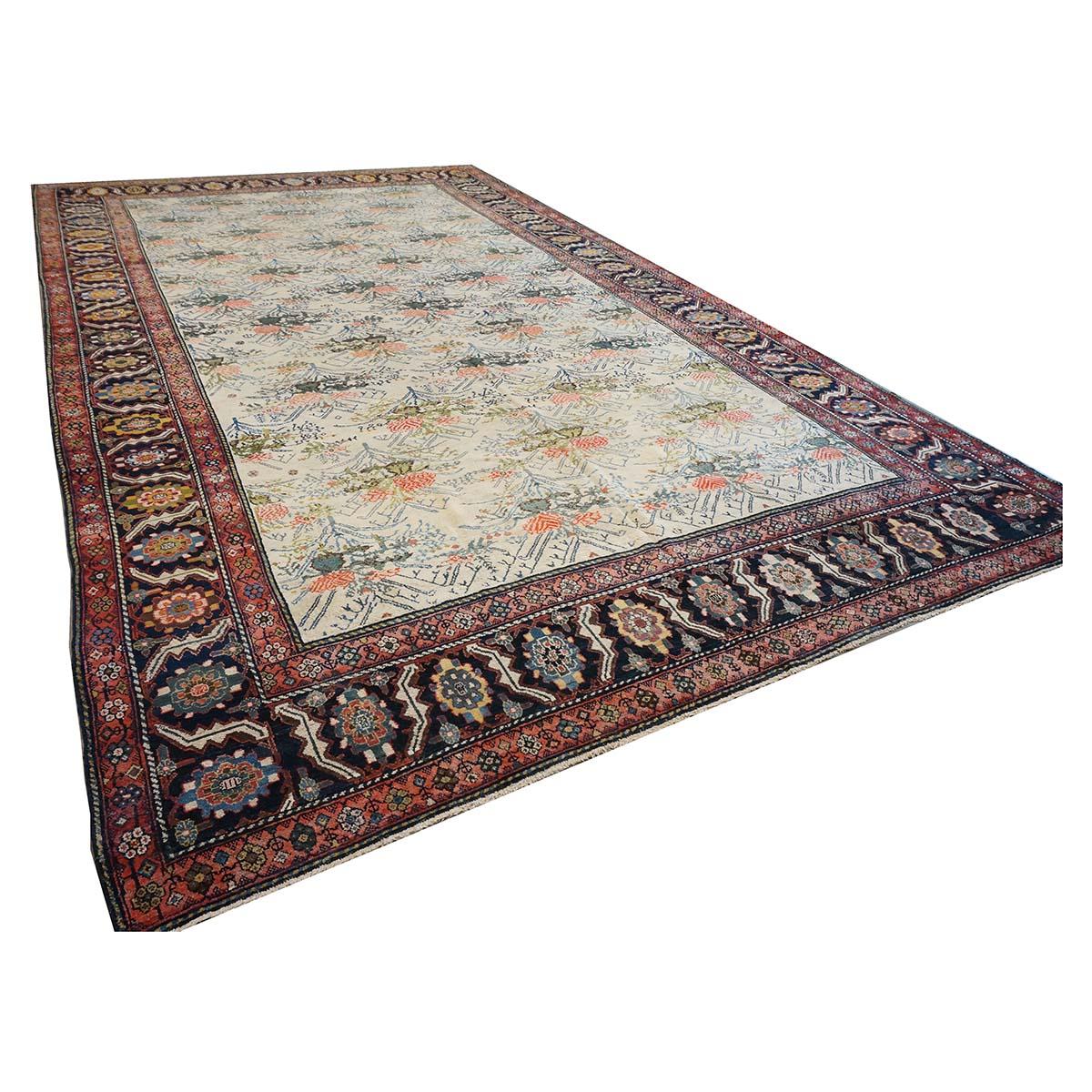Hand-Woven 19th Century Large Antique Persian Malayer 11x18 Handwoven Rug For Sale