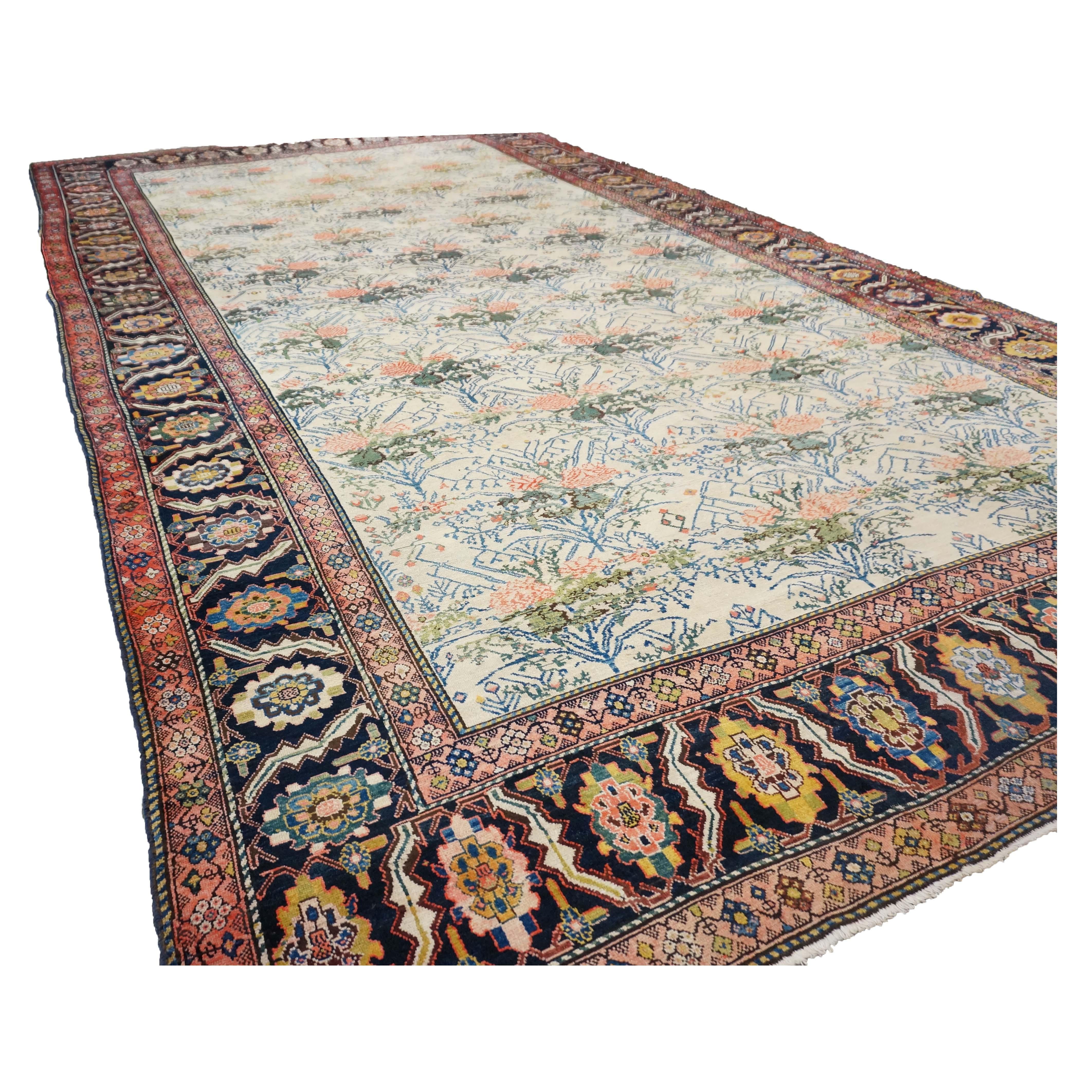 Wool 19th Century Large Antique Persian Malayer 11x18 Handwoven Rug For Sale