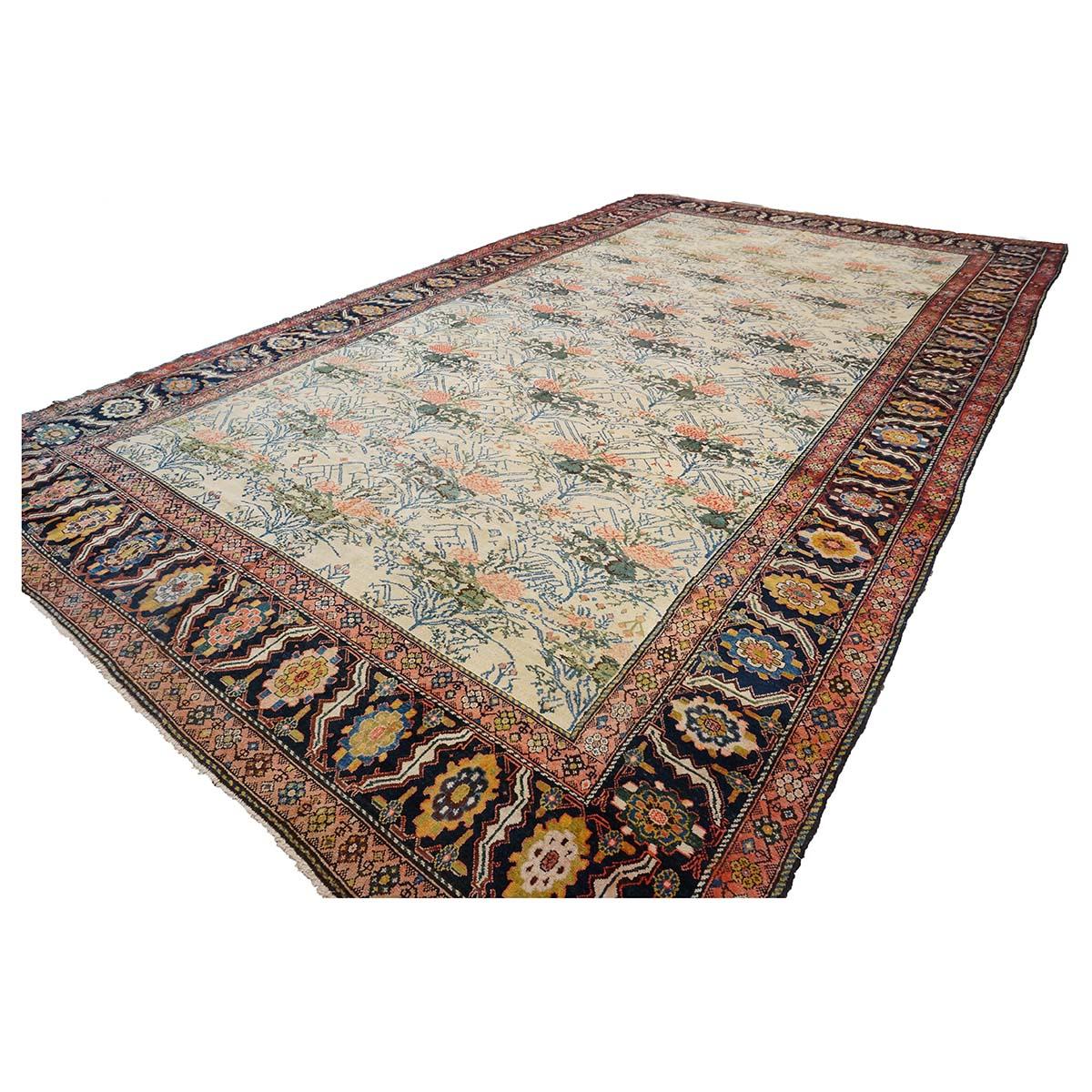 19th Century Large Antique Persian Malayer 11x18 Handwoven Rug For Sale 1