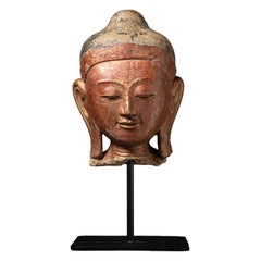 19th century Large antique Stucco Buddha head from Burma