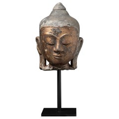 19th century Large antique Stucco Buddha head from Burma