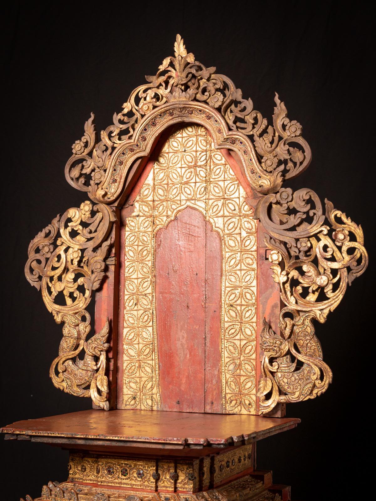 XIXe siècle 19ème siècle Grand trône birman antique en bois de Birmanie en vente