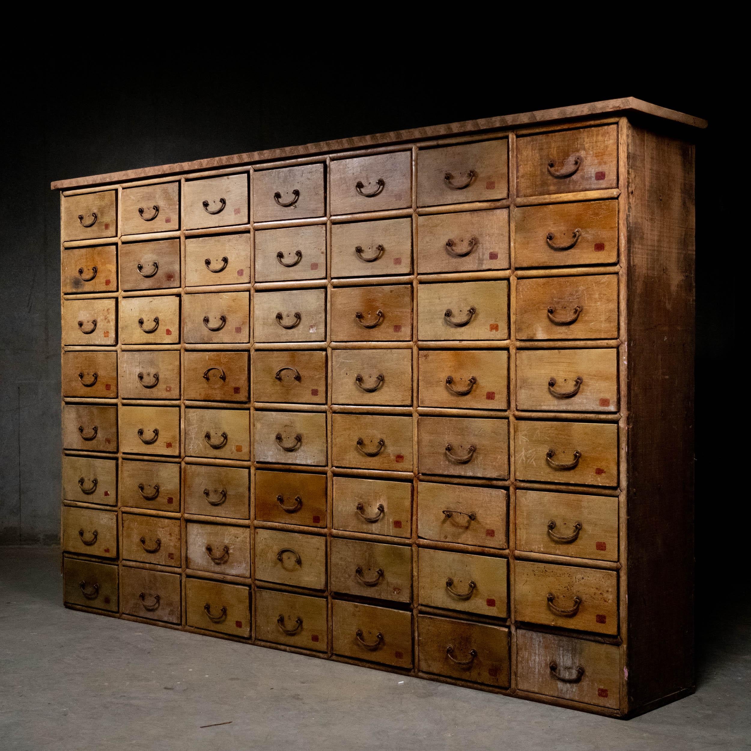 Hand-Crafted 19th Century Large Apothecary Multi Drawer Cabinet from Vancouver Chinatown