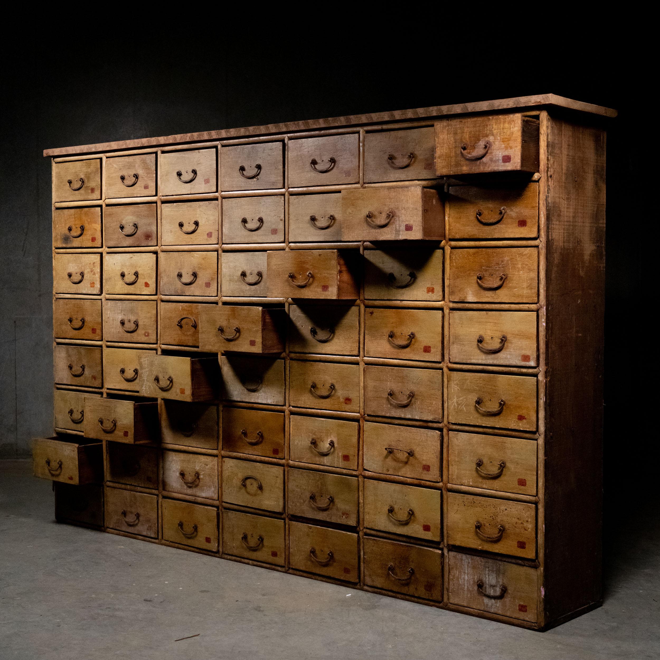 19th Century Large Apothecary Multi Drawer Cabinet from Vancouver Chinatown In Good Condition In Surrey, BC