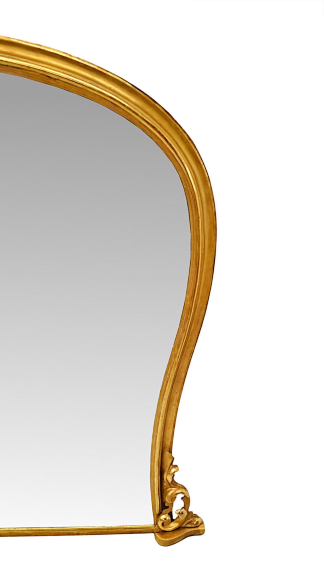 English 19th Century Large Archtop Waisted Shape Giltwood Overmantel Mirror For Sale