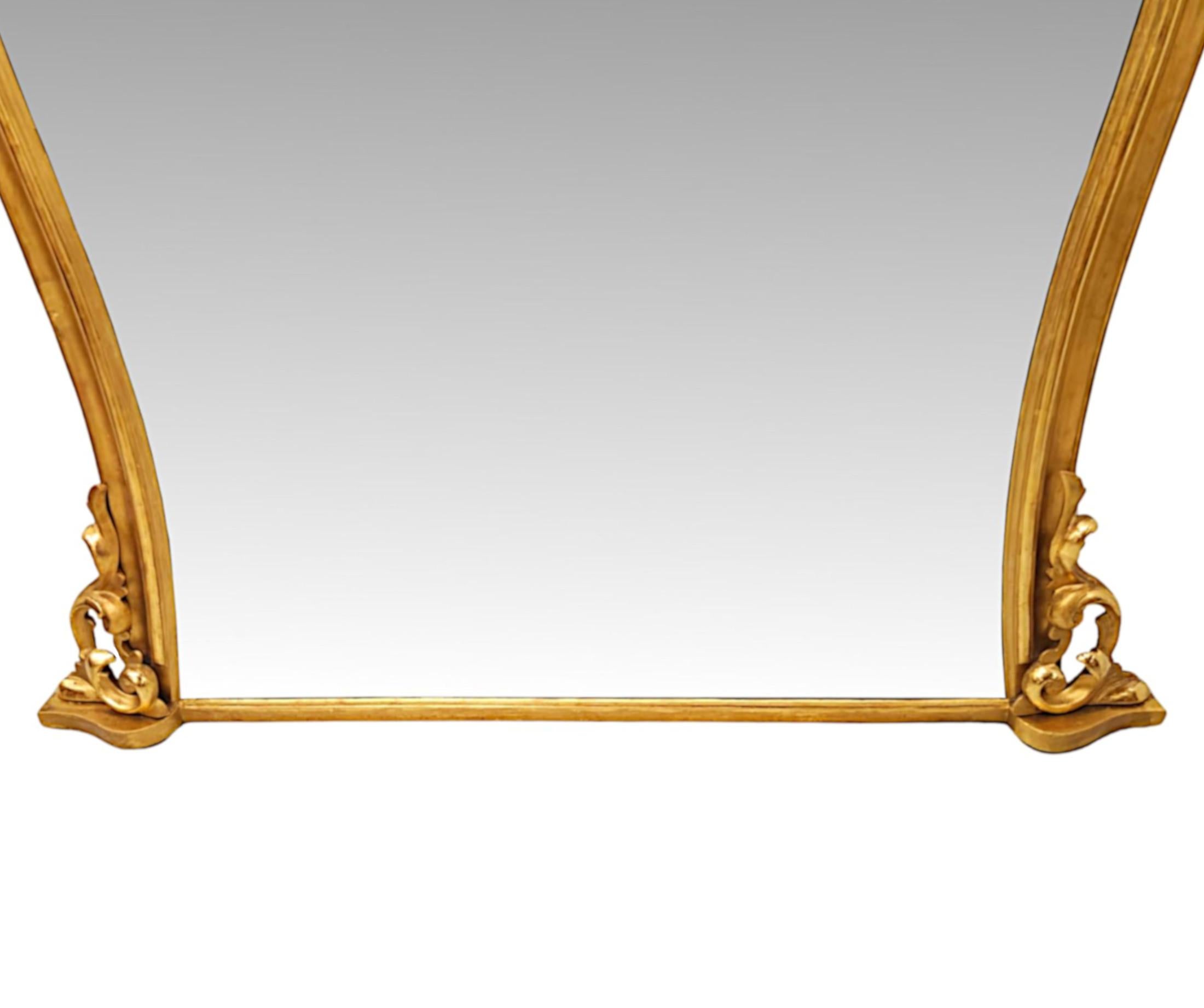 19th Century Large Archtop Waisted Shape Giltwood Overmantel Mirror In Good Condition For Sale In Dublin, IE