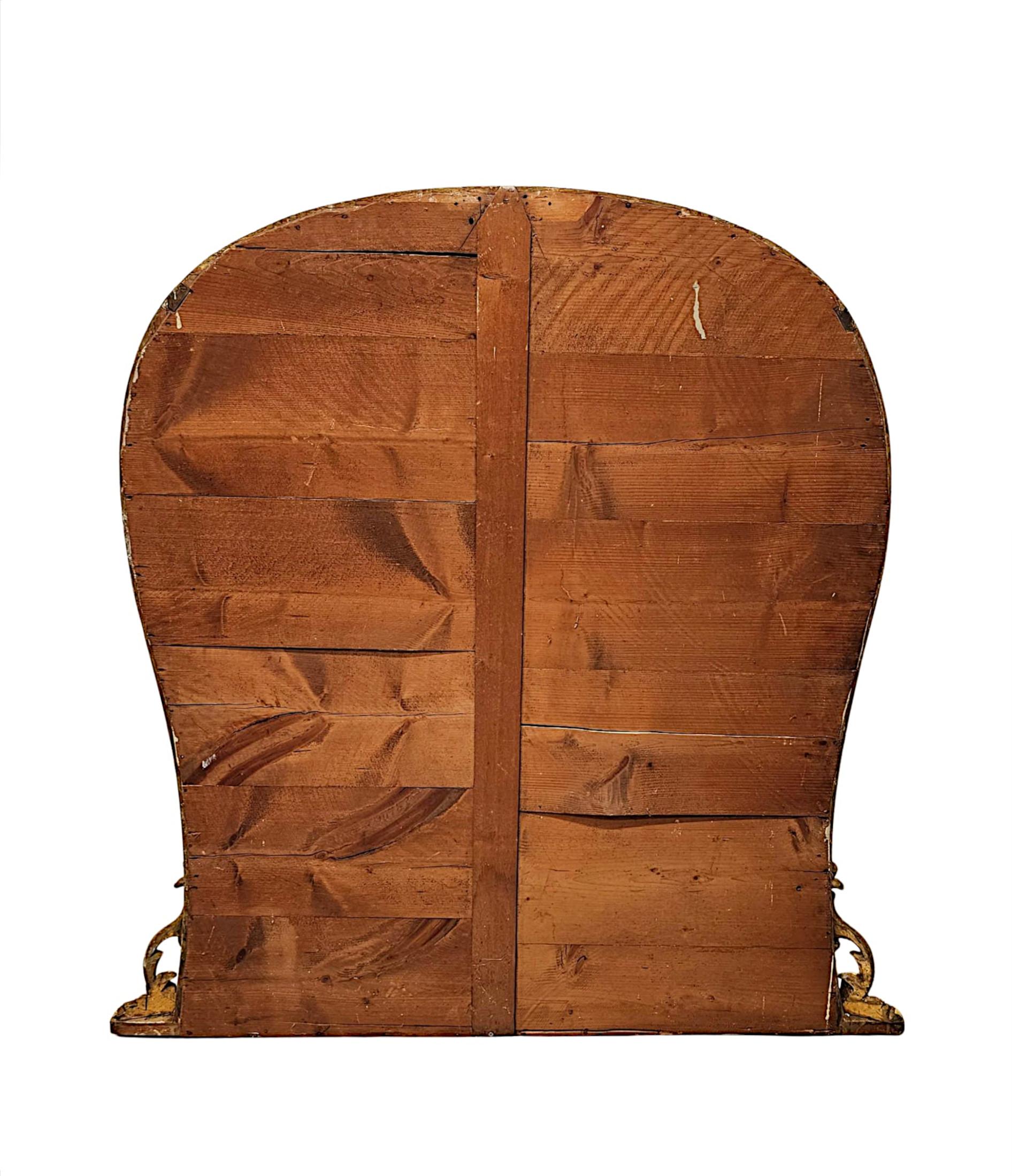 Glass 19th Century Large Archtop Waisted Shape Giltwood Overmantel Mirror For Sale