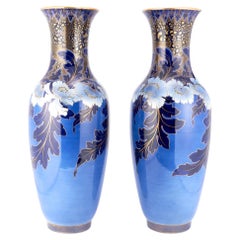 Antique 19th Century Large Art Nouveau Style Hand-Painted & Gilt Decorated Vases / Urns