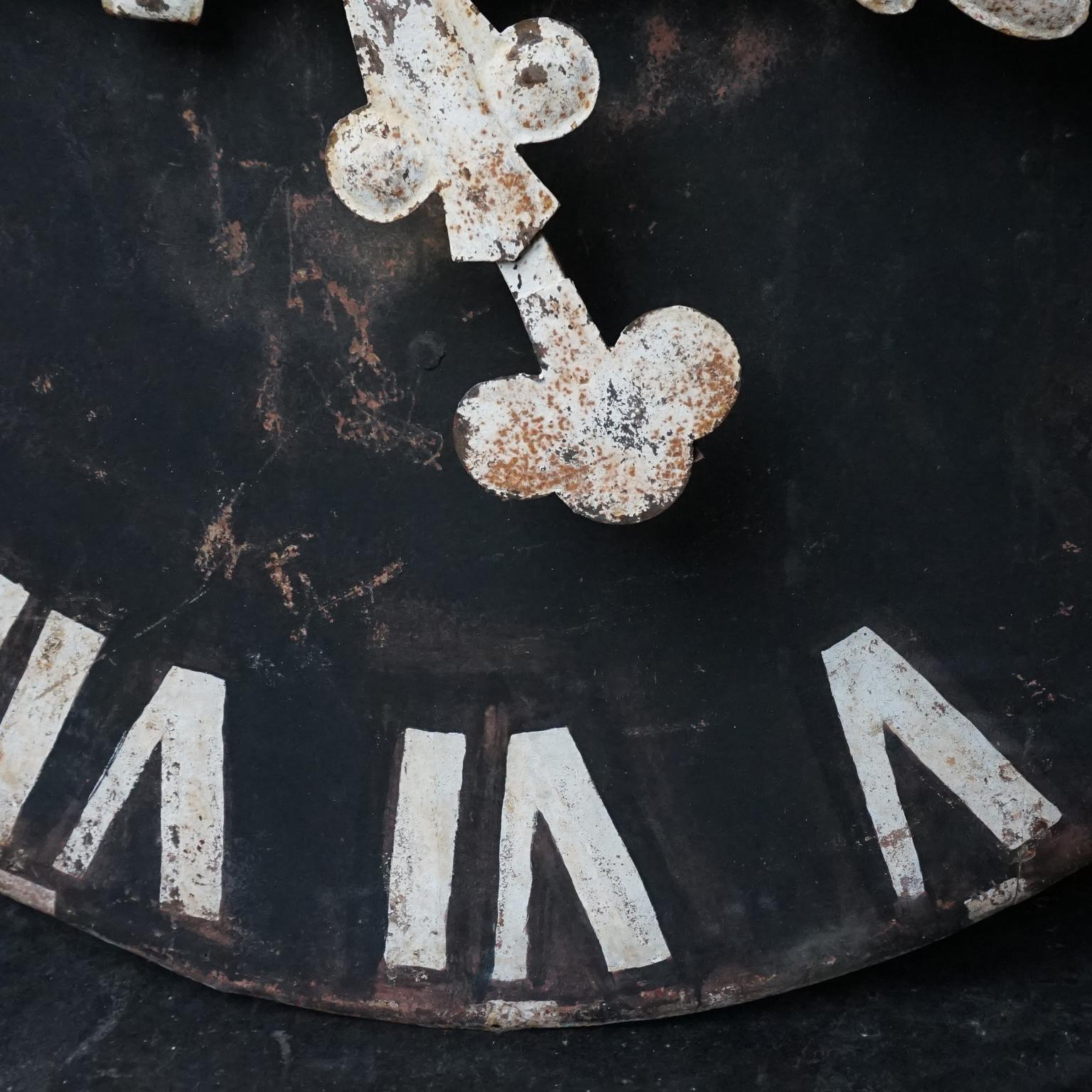 19th Century Large Austrian Metal Industrial Roman Numerals Church Clock Face 2