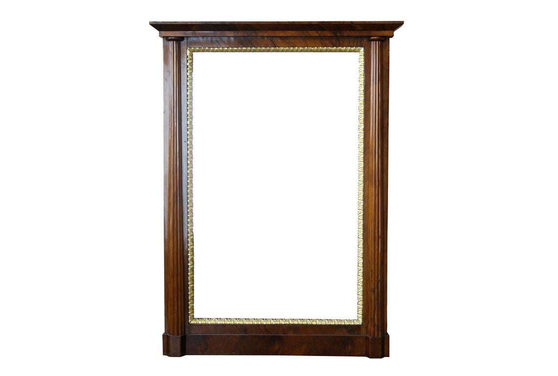 Austrian 19th Century Large Biedermeier Walnut Mirror. Vienna, c. 1825. For Sale