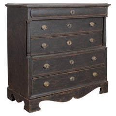 19th Century Large Black Chest of Five Drawers from Denmark