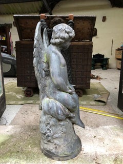 19th Century Large Bronze Angel