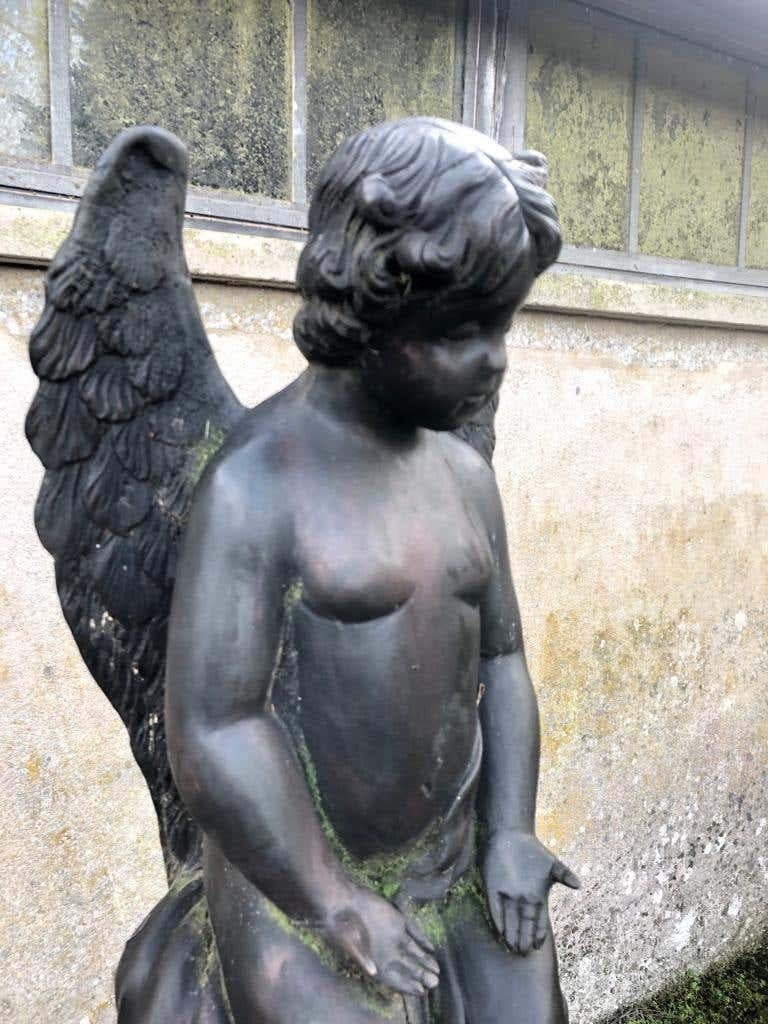 19th Century Large Bronze Angel In Good Condition For Sale In Southall, GB