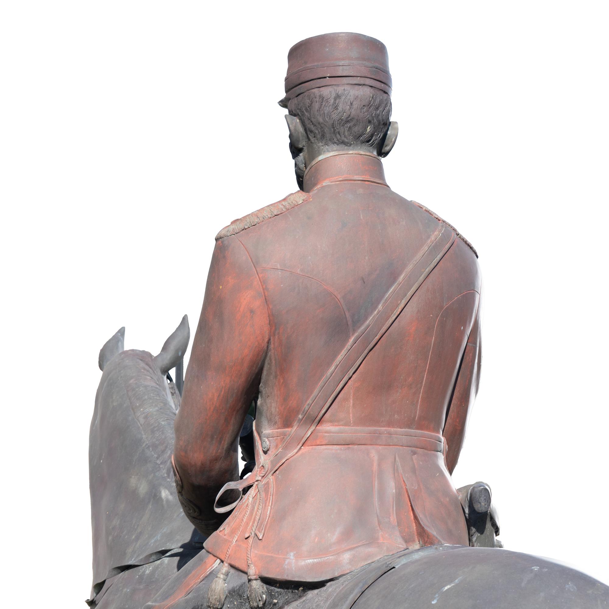 19. Jahrhundert große französische Bronzeskulptur eines Soldaten zu Pferd im Angebot 9