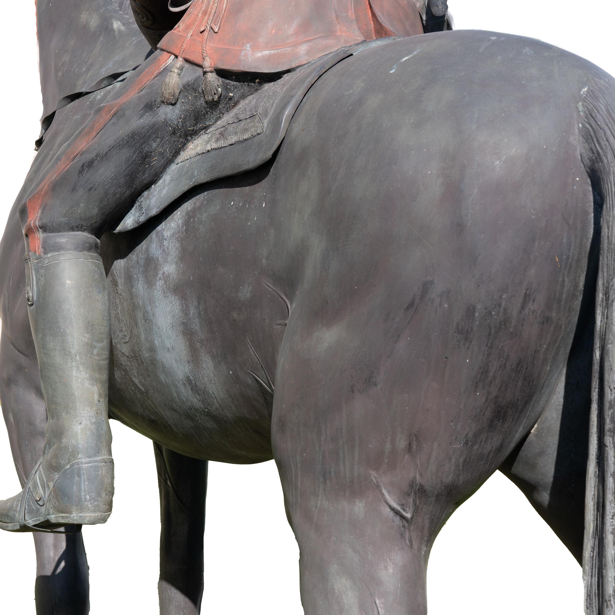 19. Jahrhundert große französische Bronzeskulptur eines Soldaten zu Pferd im Angebot 10