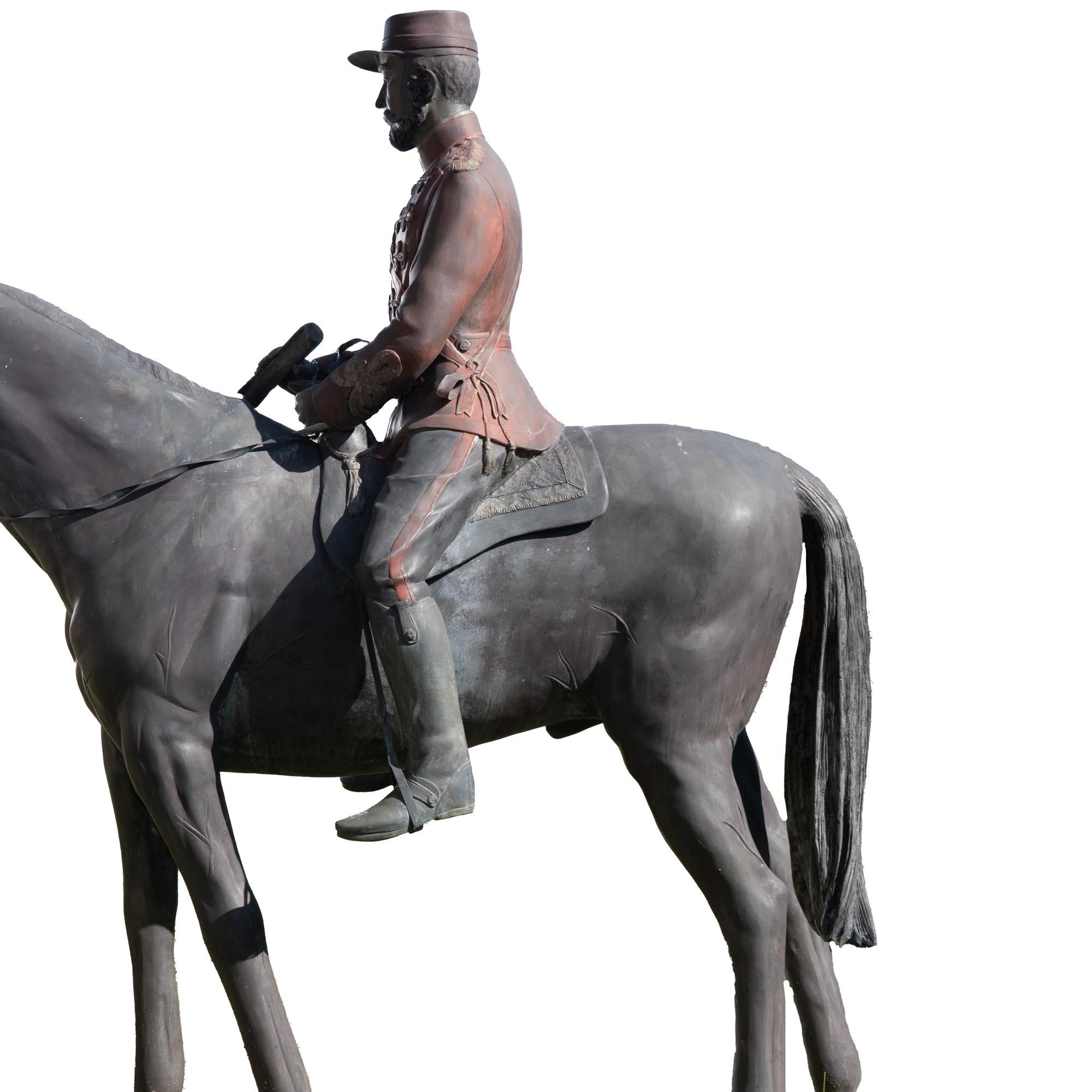 19. Jahrhundert große französische Bronzeskulptur eines Soldaten zu Pferd im Angebot 12