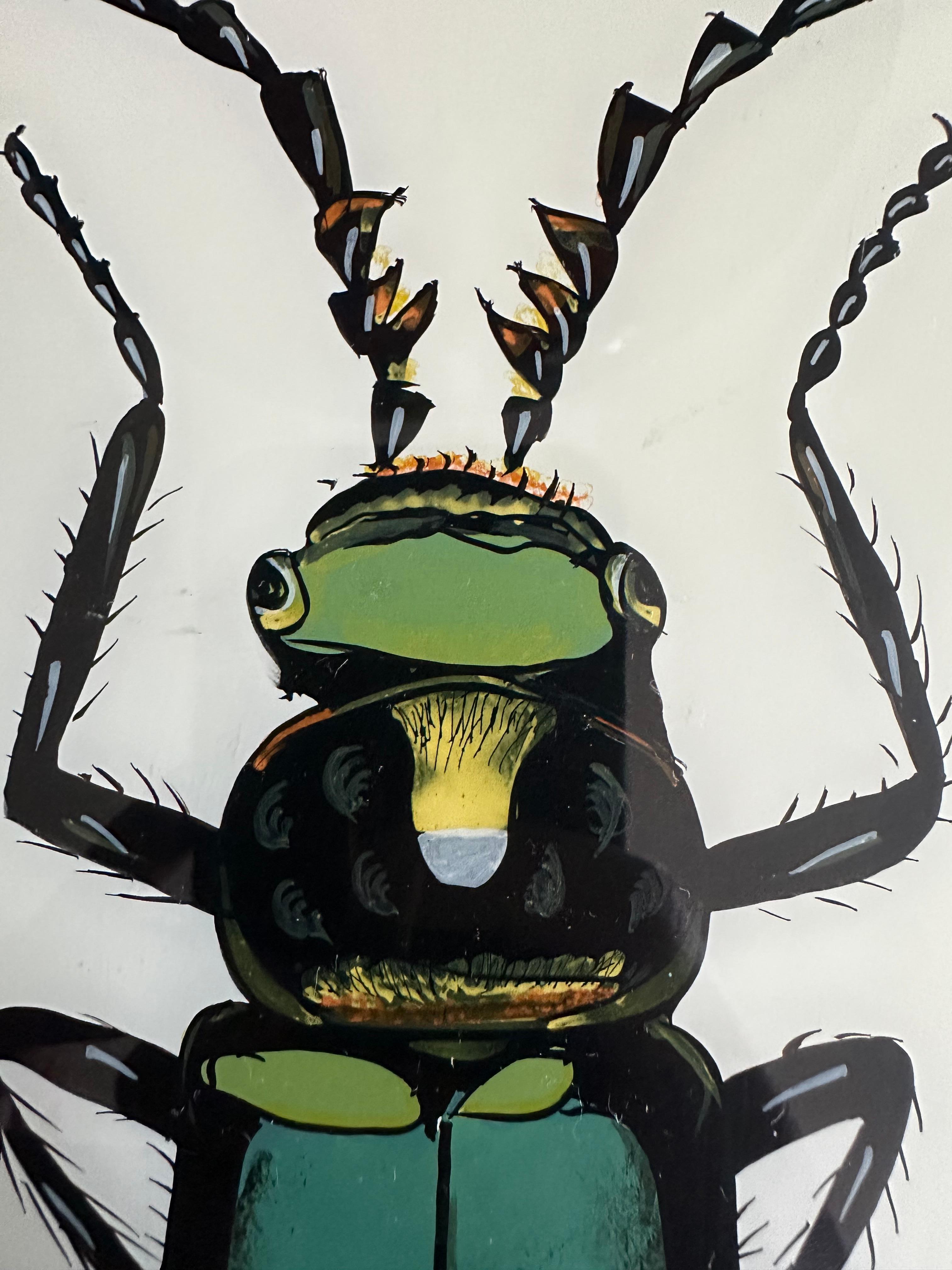 „19th-Century Large Bug Illustration: Intricate Entomological Art“ (Handbemalt) im Angebot