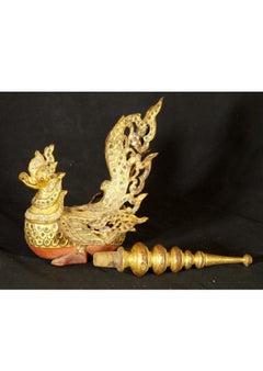 19th century Large Burmese offering vessel with Hintha bird from Burma