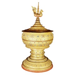 19th century Large Burmese offering vessel with Hintha bird from Burma