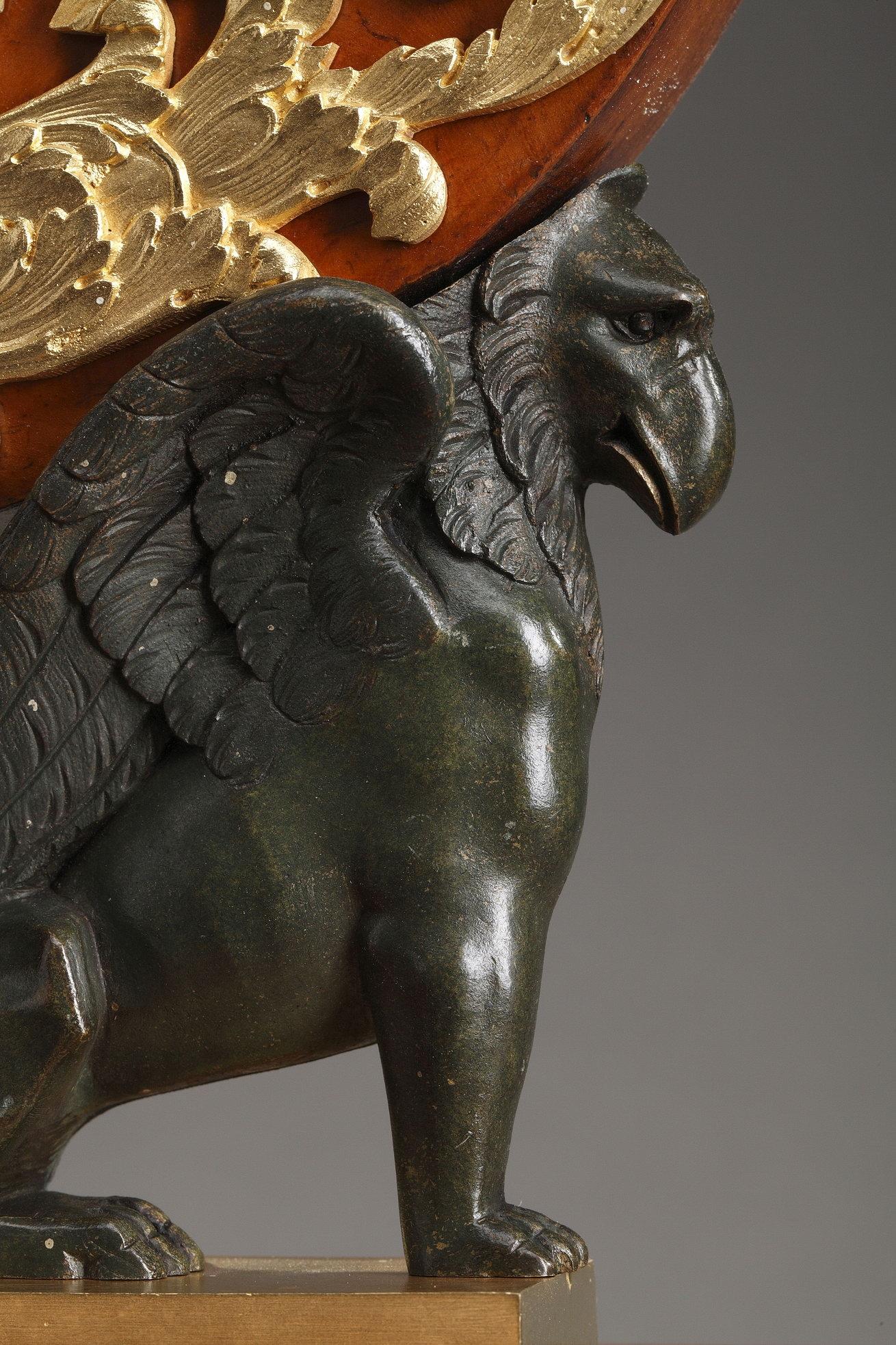 19th Century Large Burr Elm and Ormolu Lyre Clock 1