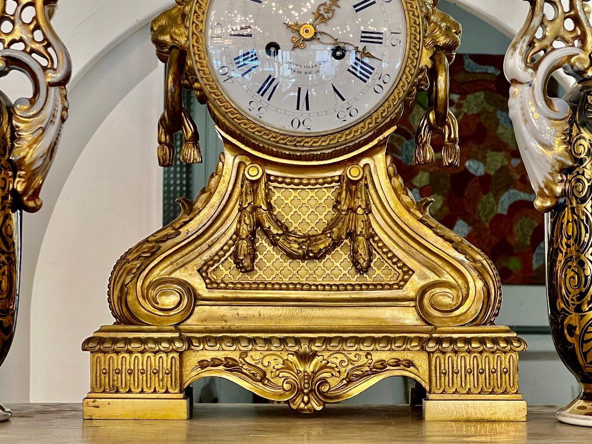 Napoleon III 19th Century Large C. Vernet Mantel Clock in Gilt Bronze For Sale