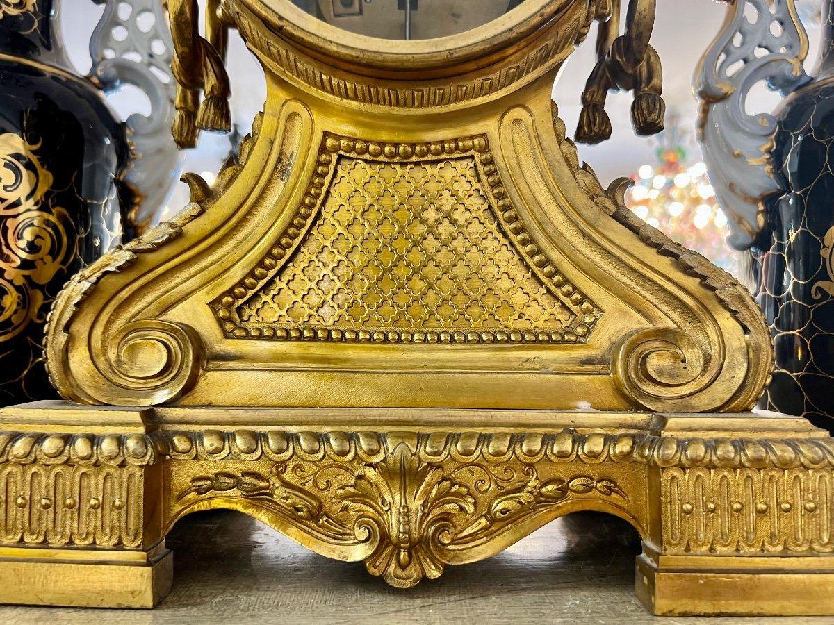 French 19th Century Large C. Vernet Mantel Clock in Gilt Bronze For Sale