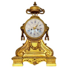 Grande horloge de cheminée C. Vernet du 19ème siècle en bronze doré