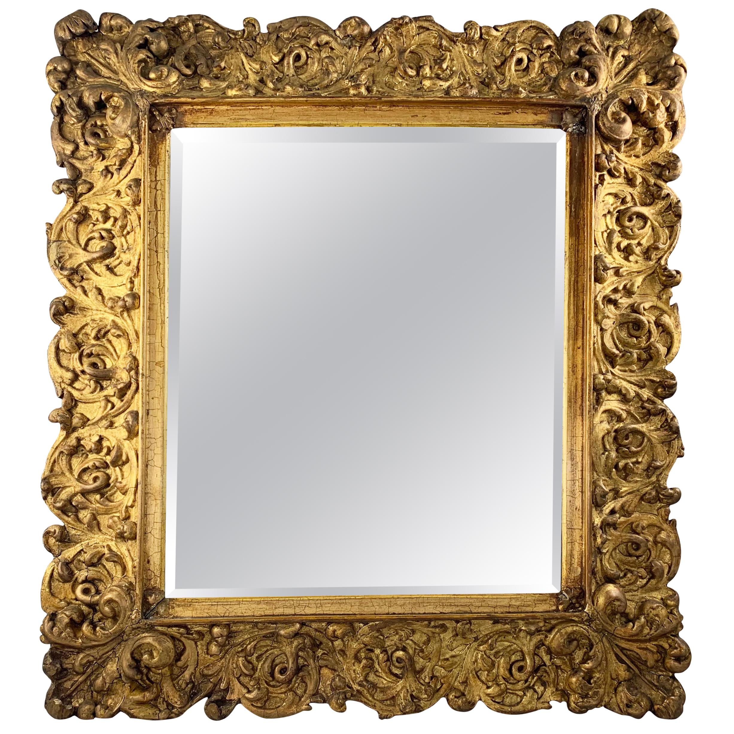 19th Century Large Carved Gilt Wood Mirror  For Sale