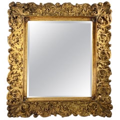 19th Century Large Carved Gilt Wood Mirror 