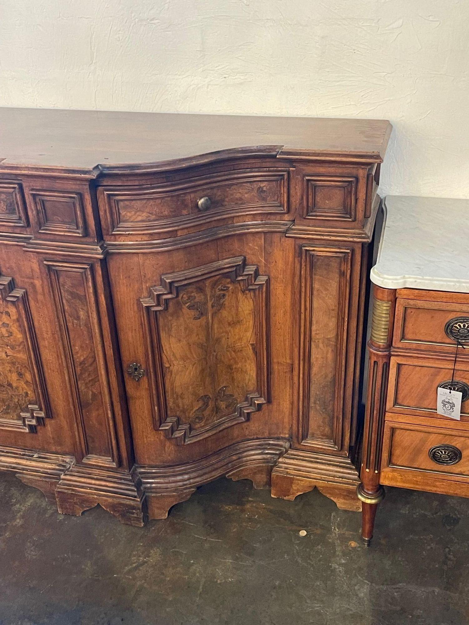 Walnut 19th Century Large Carved Tuscan Sideboard For Sale