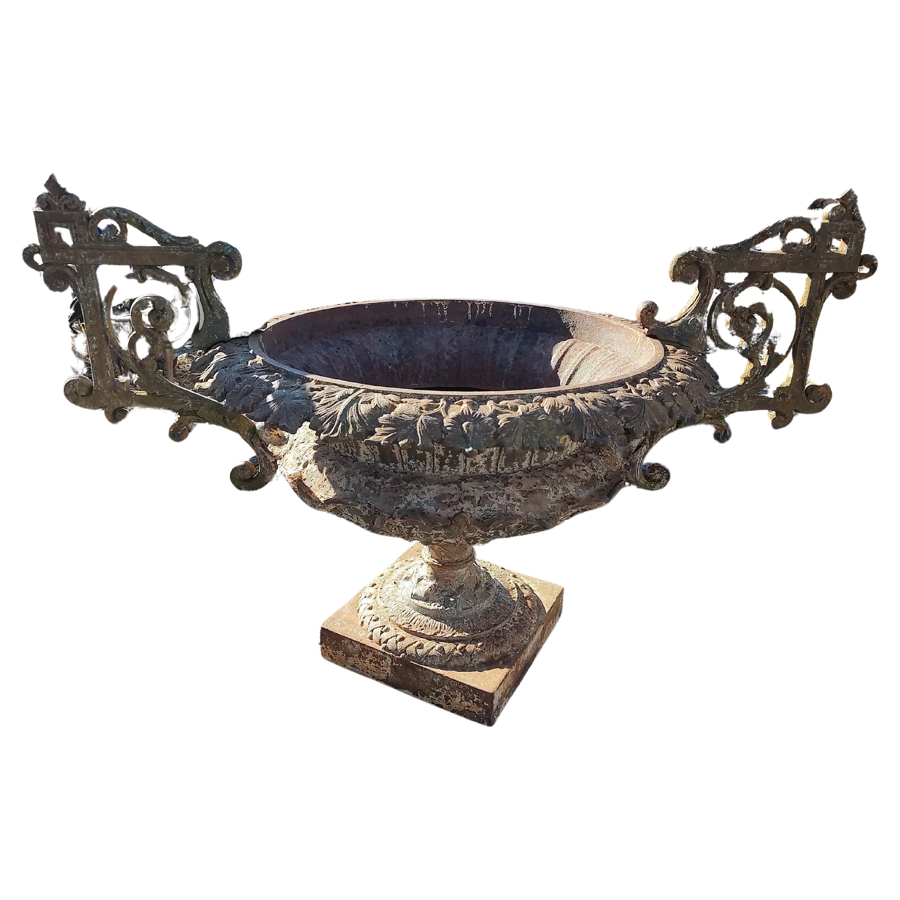 19th Century Large Cast Iron Garden Urn Aesthetic Movement 1