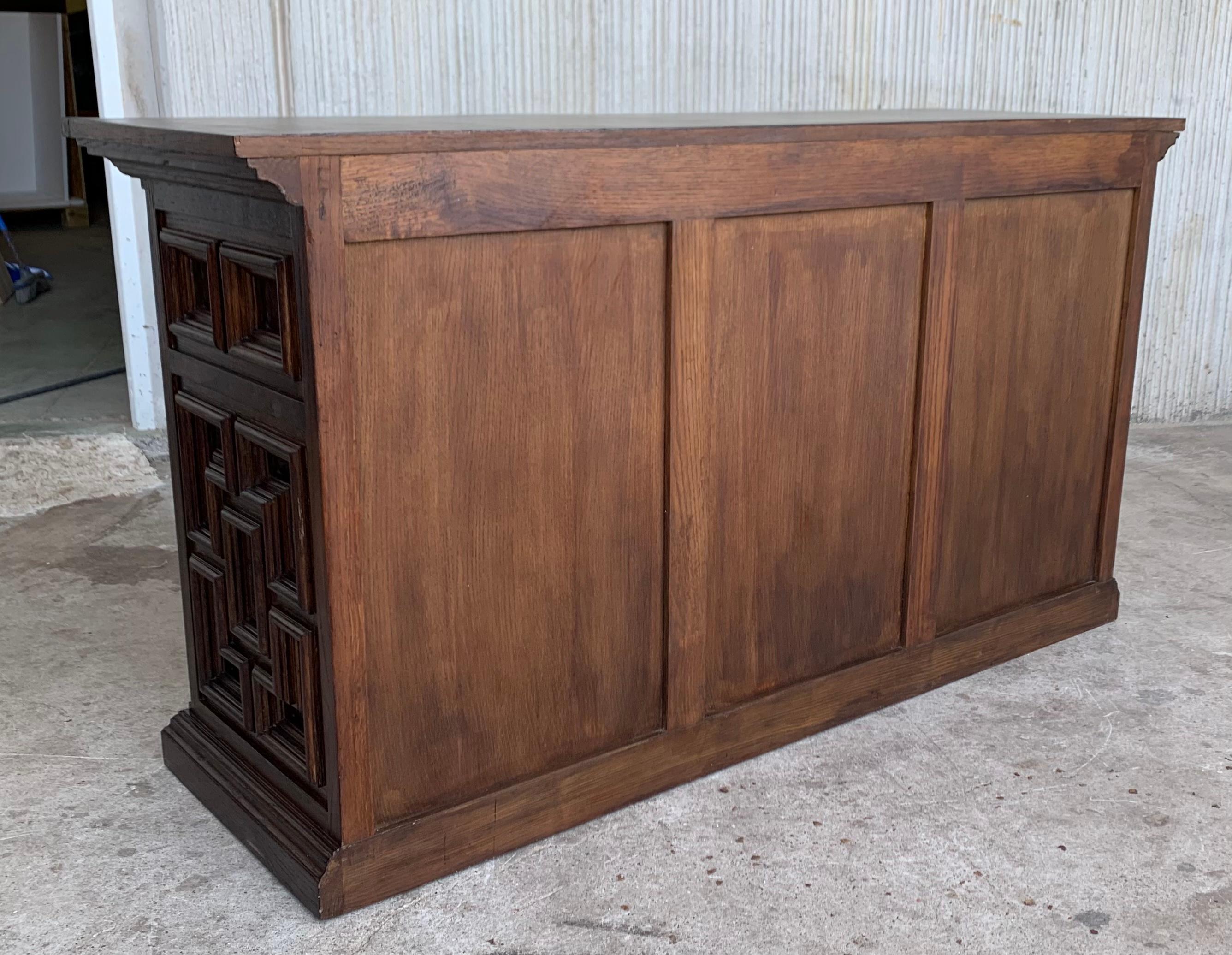 19th Century Large Catalan Spanish Baroque Carved Oak Tuscan Credenza or Buffet 12