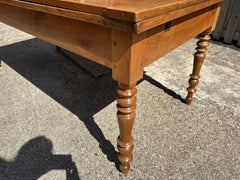 19th Century Large Cherry Double Extending Farmhouse Table With One Side Drawer