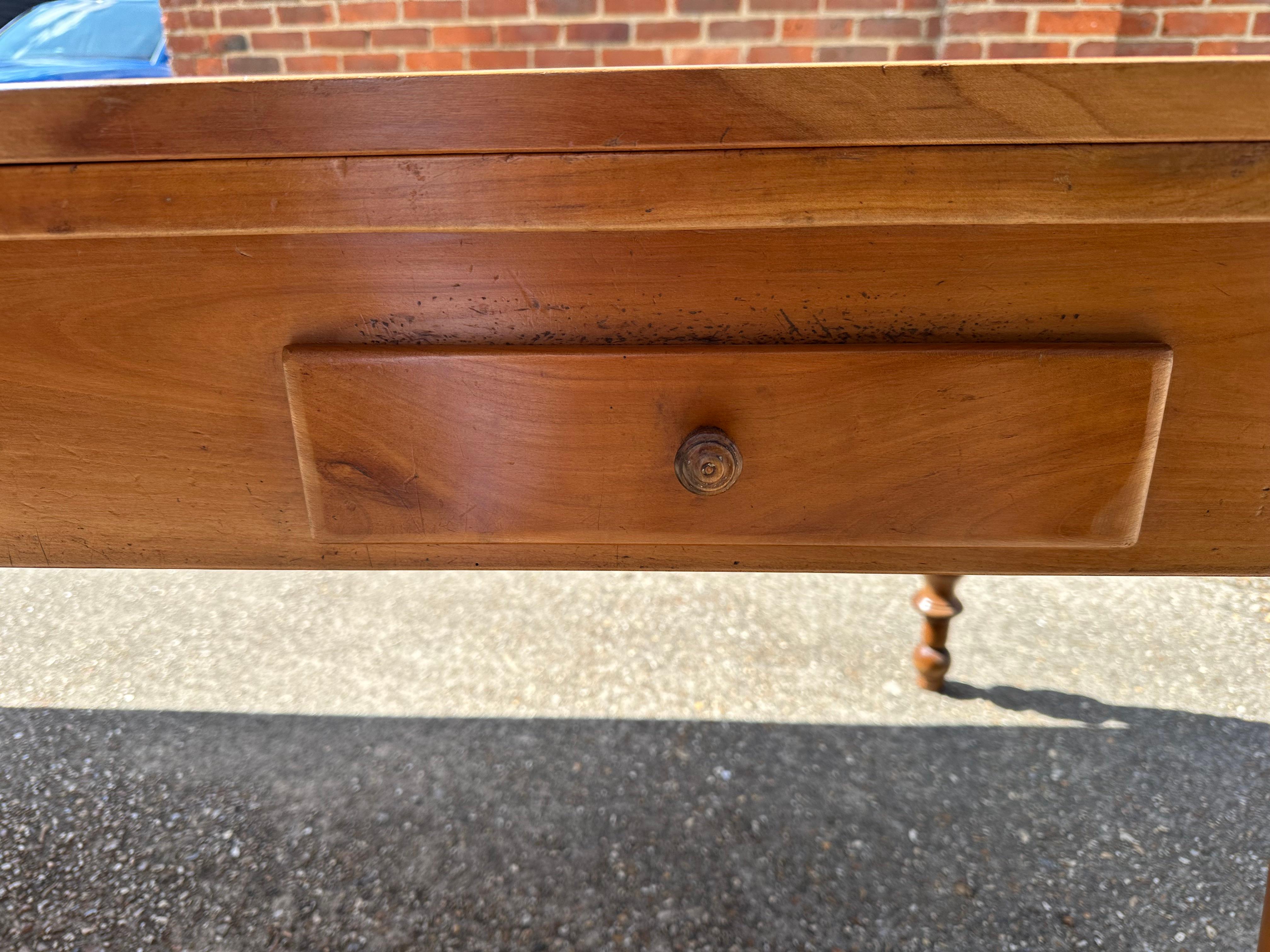 French 19th Century Large Cherry Double Extending Farmhouse Table With One Side Drawer For Sale