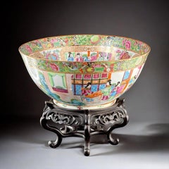 19ème siècle, Grand bol chinois FAMILLE ROSE, Porcelaine de Canton, 11.8 in