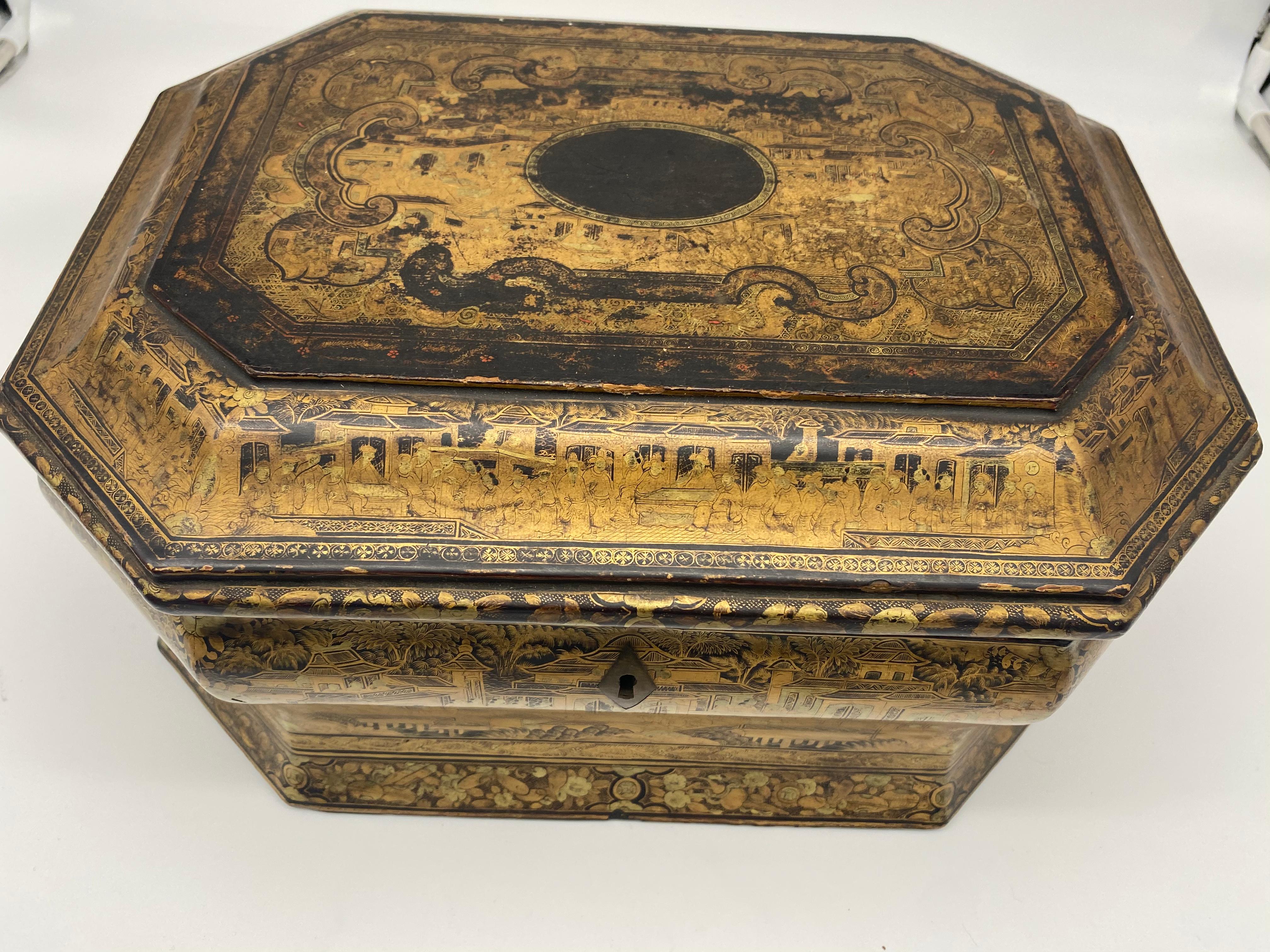 19th Century Large Chinese Lacquer Tea Caddy 6